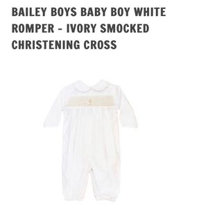 The Bailey Boys 18mo smocked cross ivory christening baptism romper